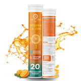 Aarunya India Vitamin C & Zinc Effervescent Tablets | Orange Flavor Immunity Booster | 1000mg Vitamin C + 10mg Zinc | Sugar-Free, Fast Absorption Immune Support